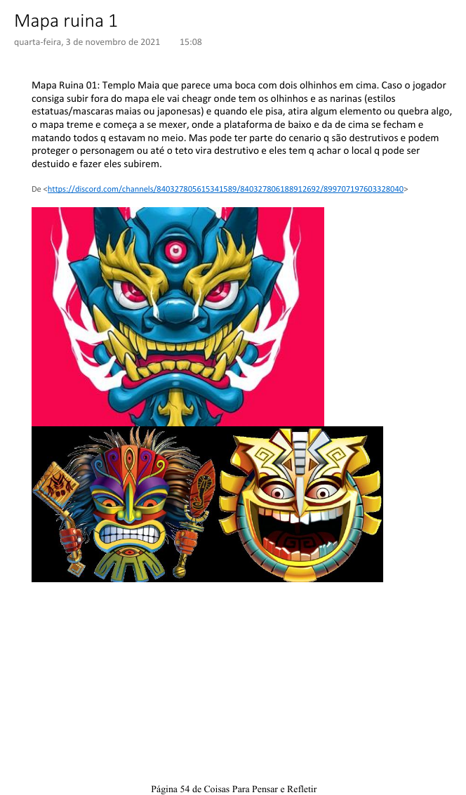 The Ruin Map concept: the temple that is a living mouth, with mask references.
